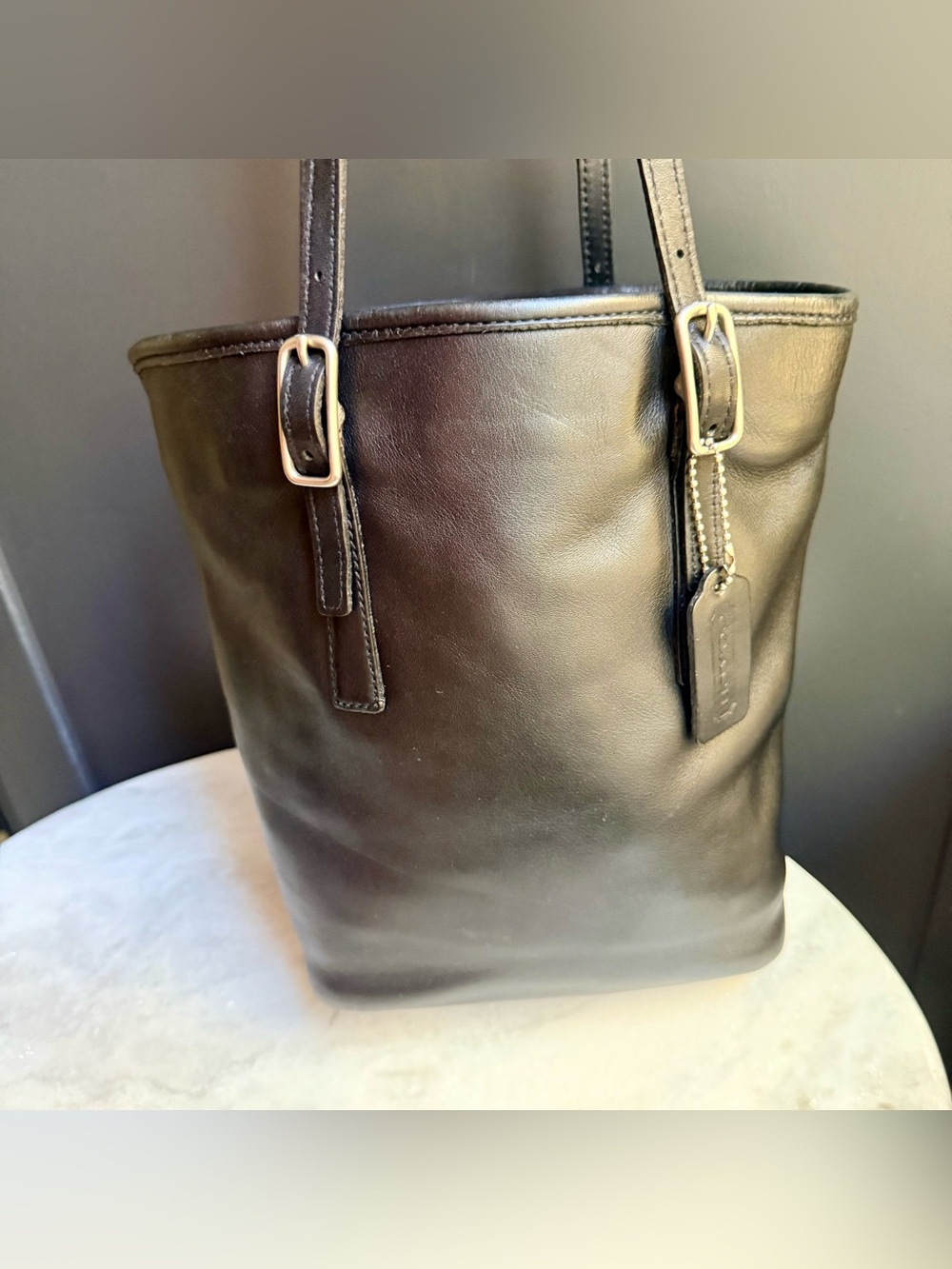 Vintage Coach Black Glove-Tanned
Leather Legacy Day Tote Bag #9803